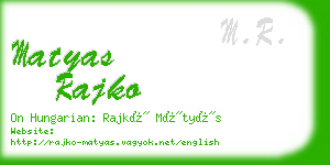 matyas rajko business card